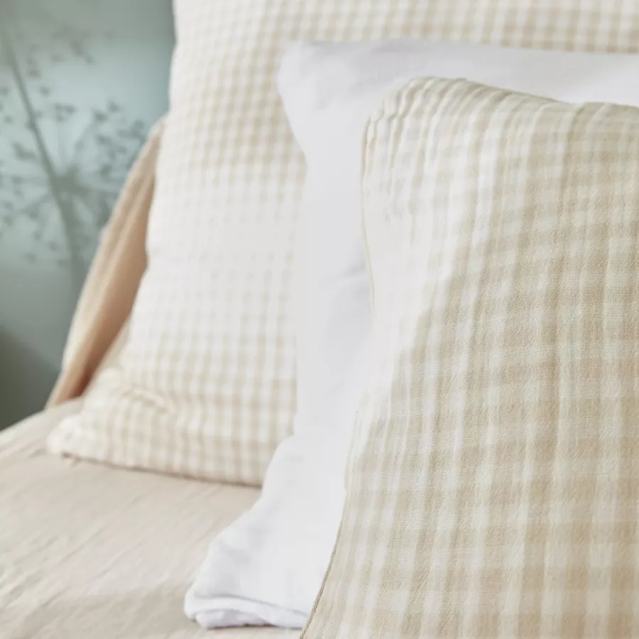 Coussin rectangulaire gaze de coton (40 x 60 cm) Vickie Beige