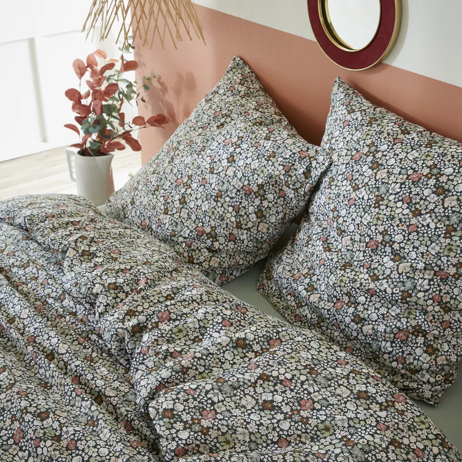 Housse de couette et deux taies coton (260 x 240 cm) Malia Multicolore