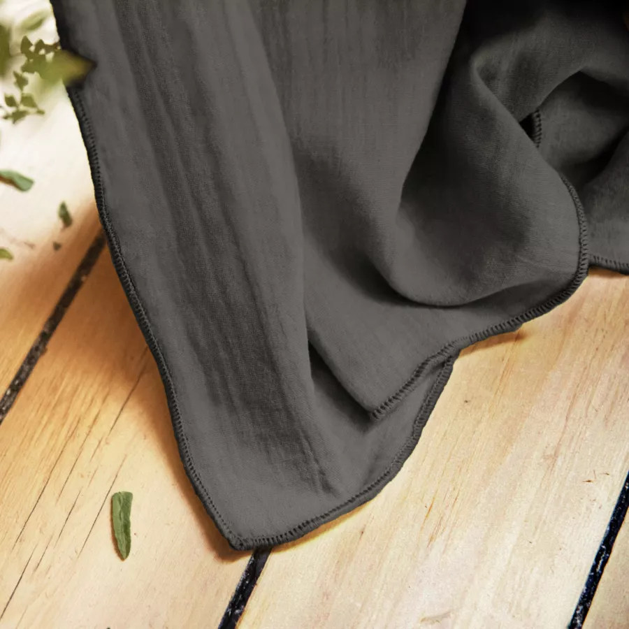 Cortina de gasa de algodón ajustable (280 x max 300 cm) Gaïa Gris oscuro
