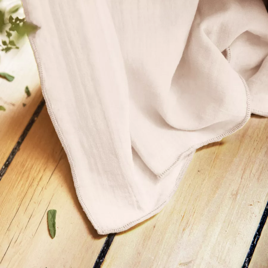Rideau gaze de coton ajustable (280 x max 300 cm) Gaïa Rose poudré