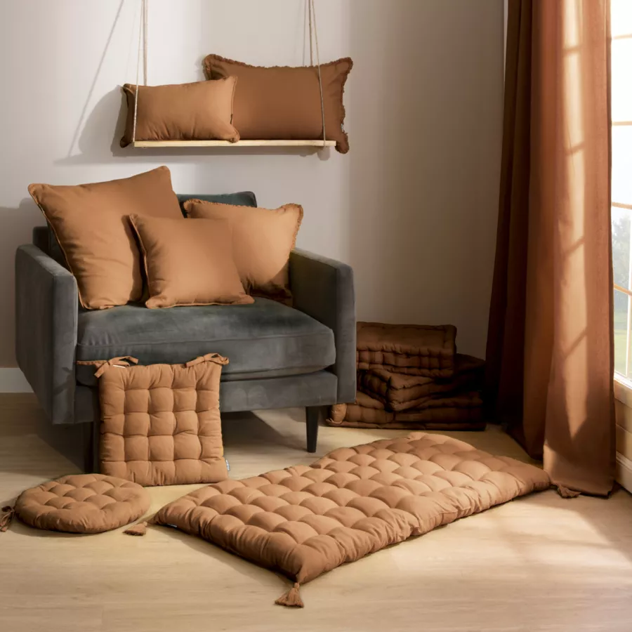 Coussin carré coton (60 x 60 cm) Pixel Camel