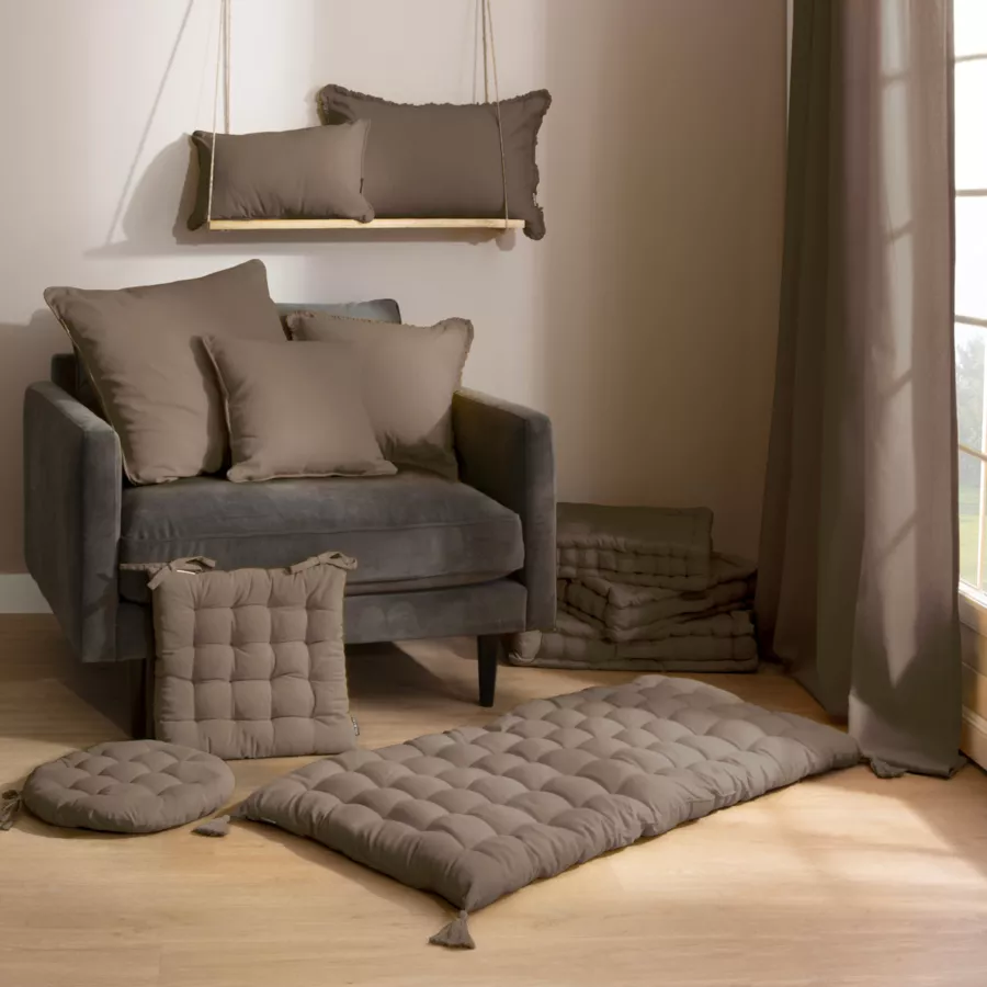 Cuscino quadrato in cotone (40 x 40 cm) Pixel Taupe