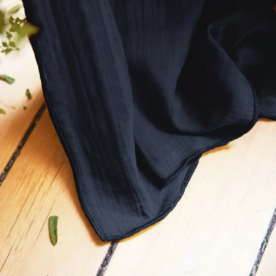 Rideau gaze de coton ajustable (180 x max 300 cm) Gaïa Bleu nuit