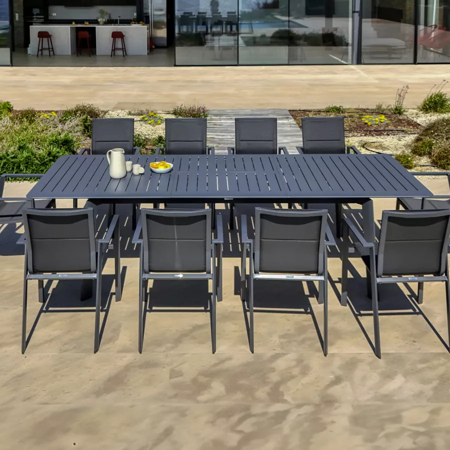 Tavolo da giardino allungabile alluminio 10 posti (286 x 100 cm) Portofino - Grigio antracite