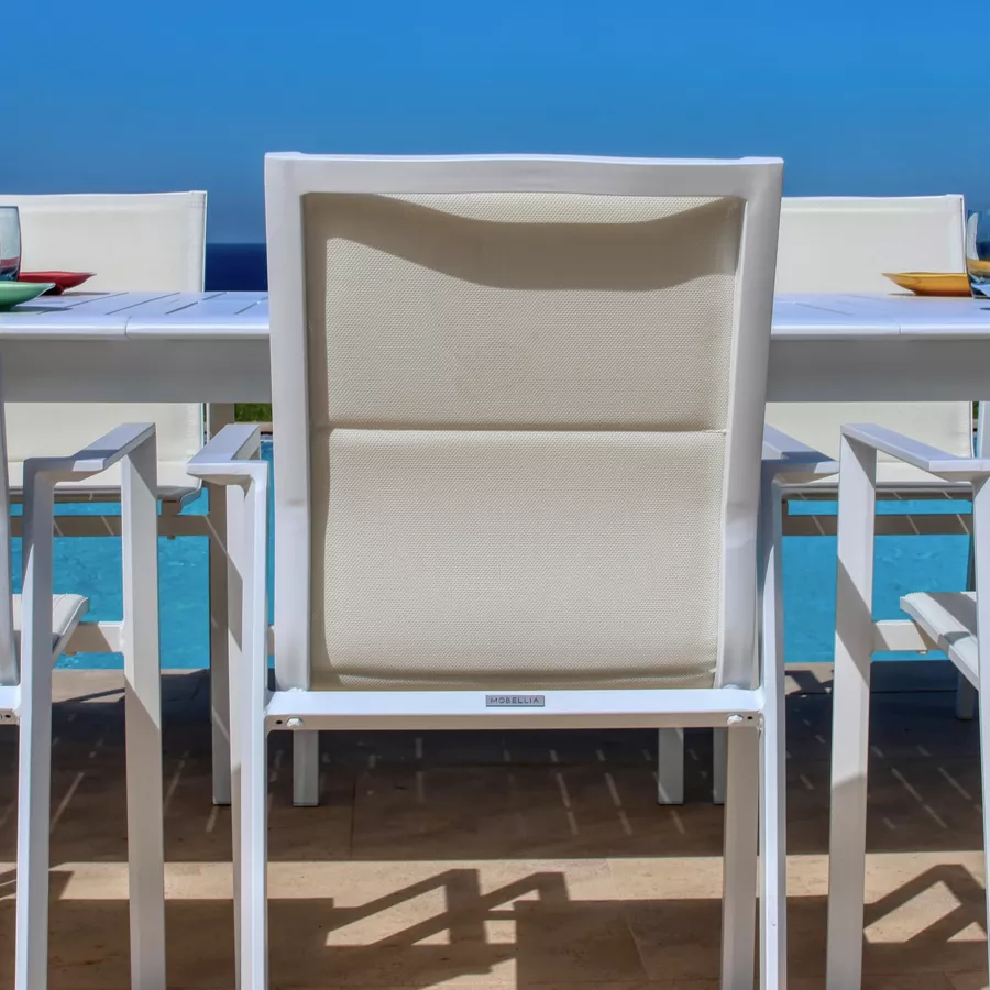 Sedia con braccioli da giardino impilabile alluminio Portofino - Bianco