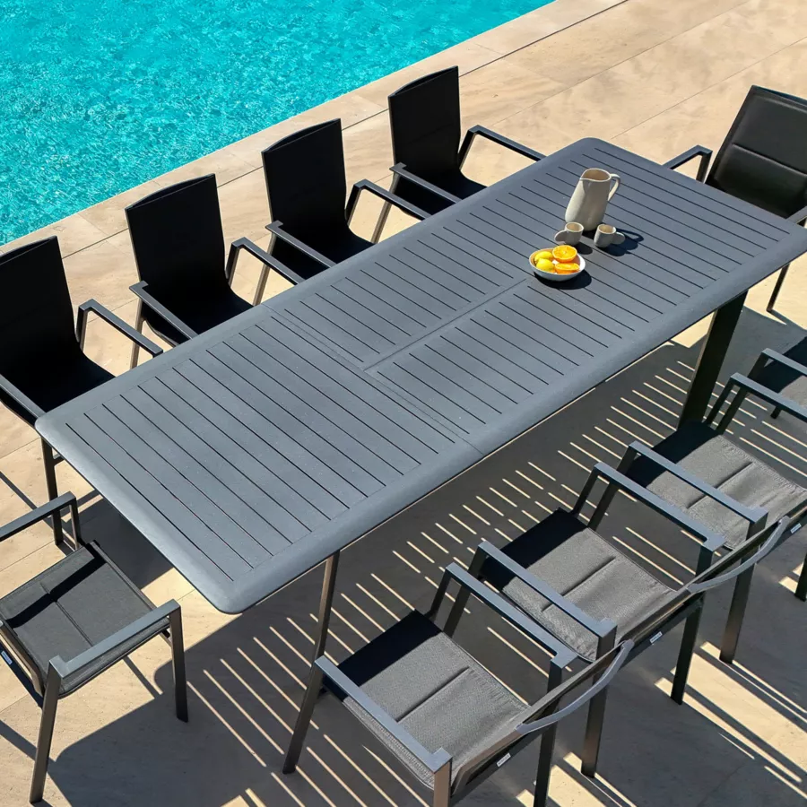 Sedia con braccioli da giardino impilabile alluminio Portofino - Grigio antracite