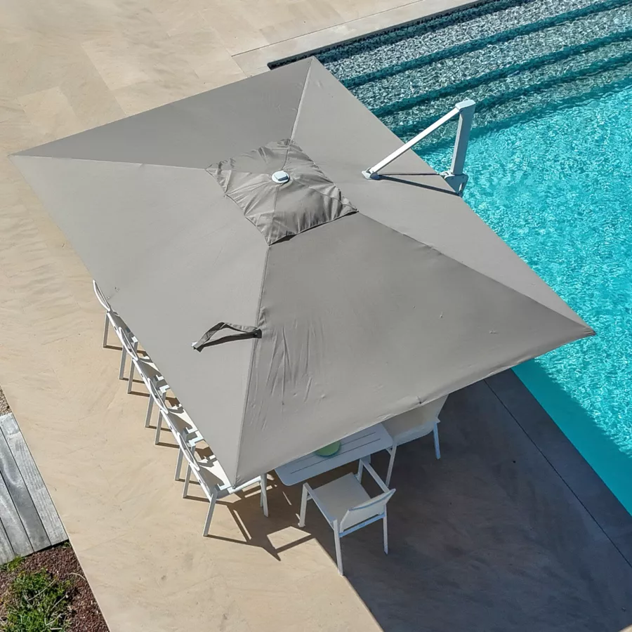 Parasol lateral rectangular (L4 x 3m) Yucatan - Blanco y Topo
