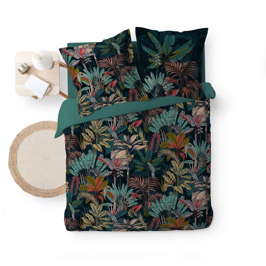 Housse de couette et deux taies percale de coton (240 cm) Candice Multicolore
