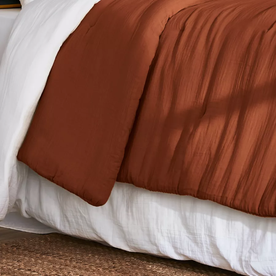Couvre-lit gaze de coton (260 x 240 cm) Gaïa Terracotta