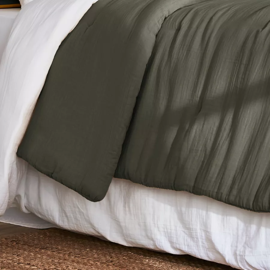 Bedsprei Katoengaas (260 x 240 cm) Gaïa Rozemarijngroen