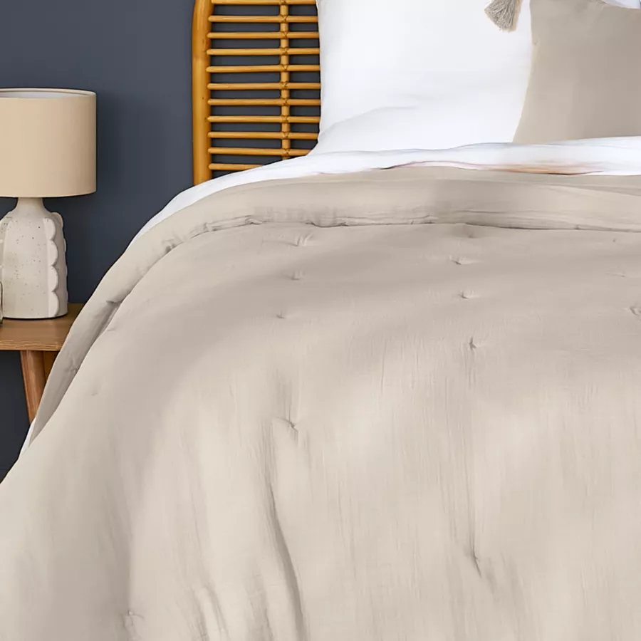 Couvre-lit gaze de coton (180 x 240 cm) Gaïa Beige pampa
