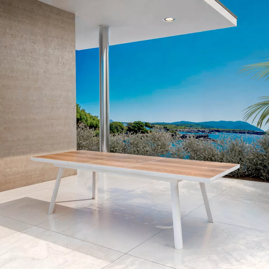 Tuintafel uitschuifbaar aluminium 10 zitplaatsen (260 x 96 cm) Amalfi - Wit
