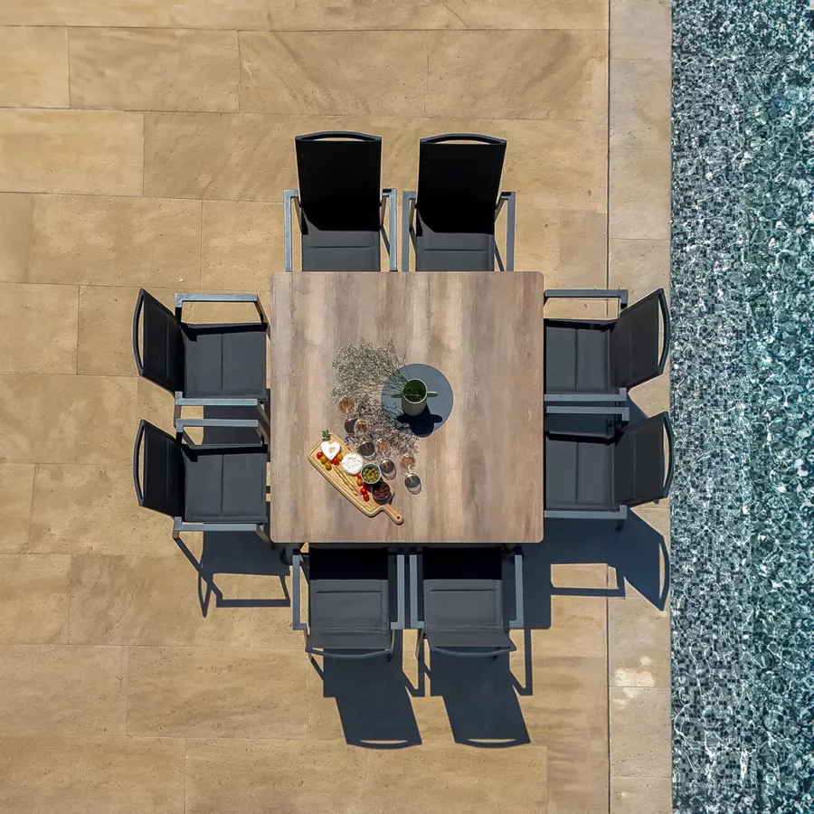 Mesa de jardín en aluminio  8 lugares (136 x 136 cm) Amalfi - Gris antracita