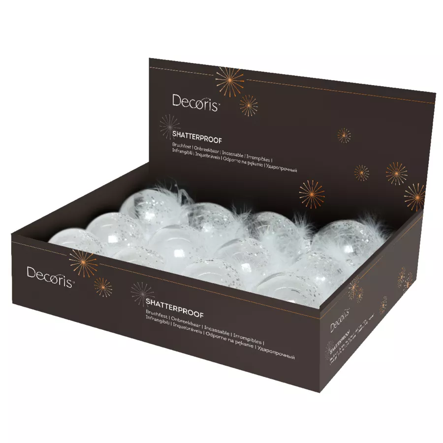 Lot de 12 boules de Noël transparentes (D80 mm) Glamour 