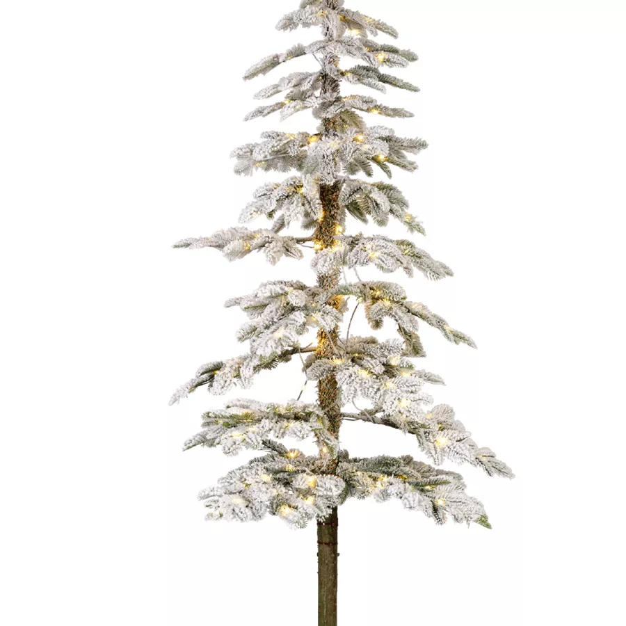 Verlichte kunstkerstboom buiten 200 LED H210 cm Sierra besneeuwd groen