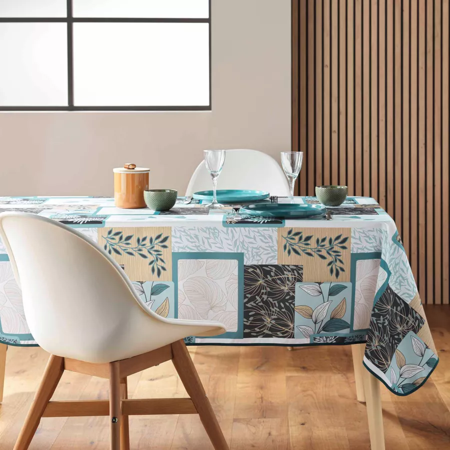 NAPPE RECTANGLE 150 x 240 CM POLYESTER IMPRIME FAYA SAUGE