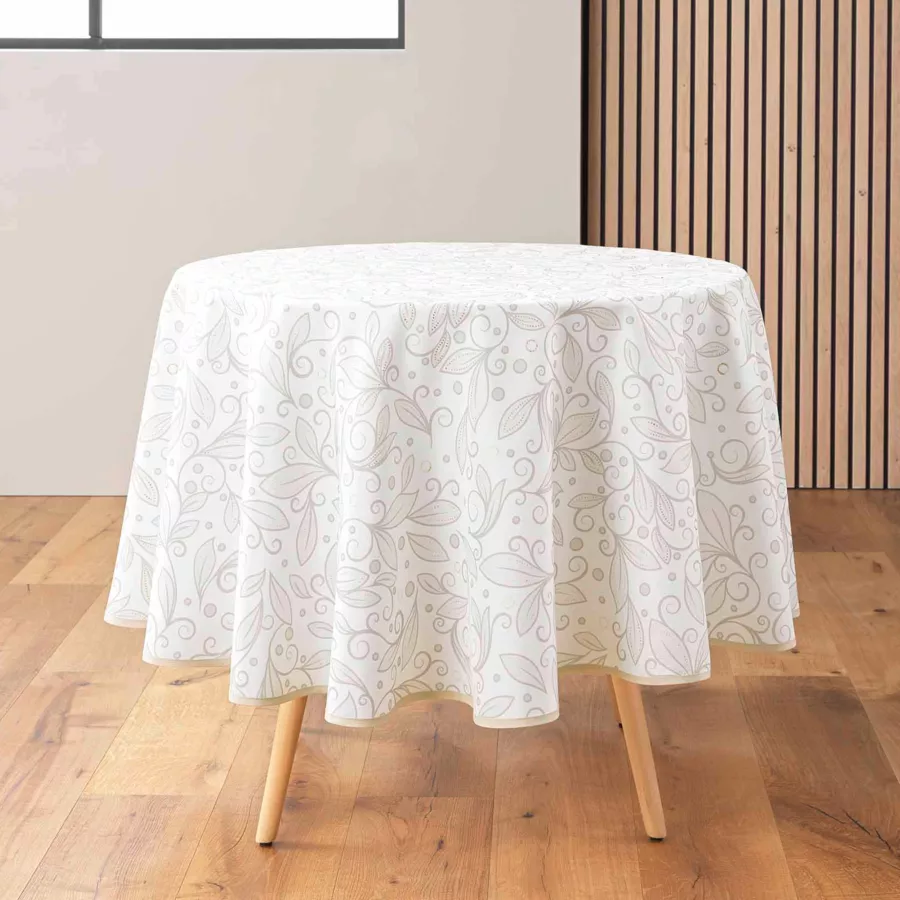 Nappe ronde anti tache (180 cm) Leya Beige