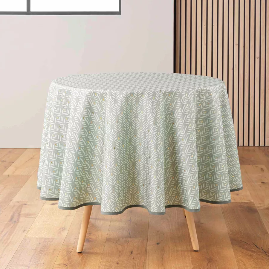 Nappe ronde anti tache (180 cm) Piana Vert sauge