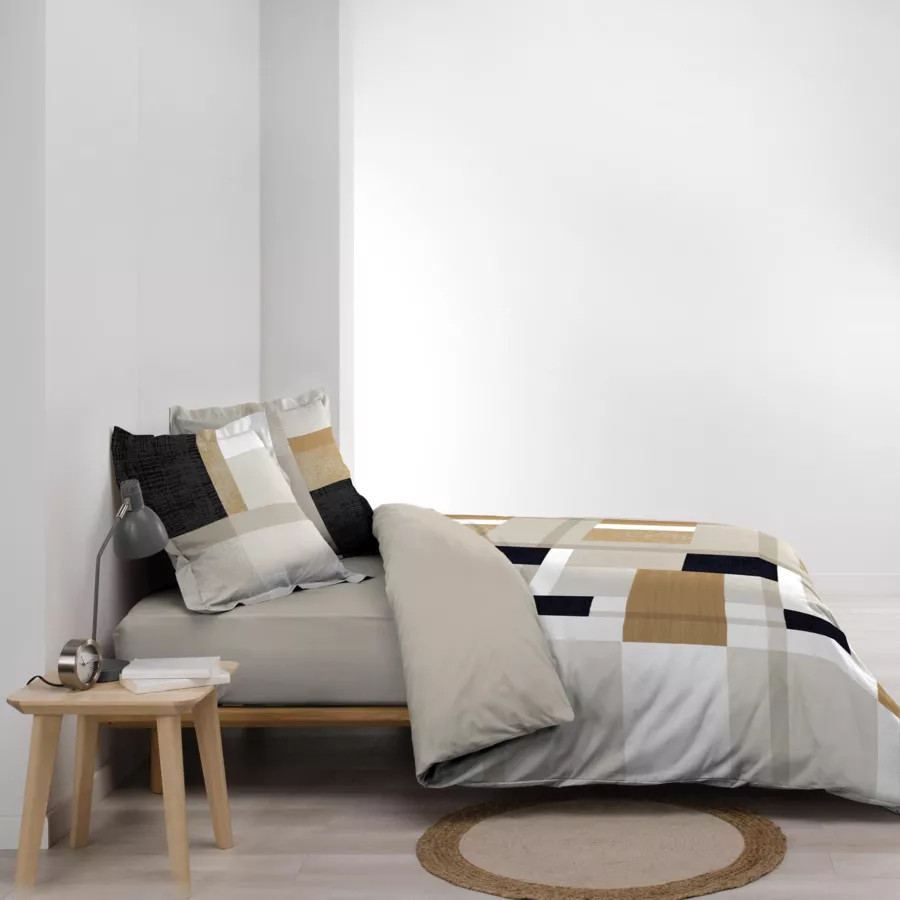 Funda nórdica y dos fundas de almohada de percal de algodón (240 x 220 cm) Ulysse Multicolor