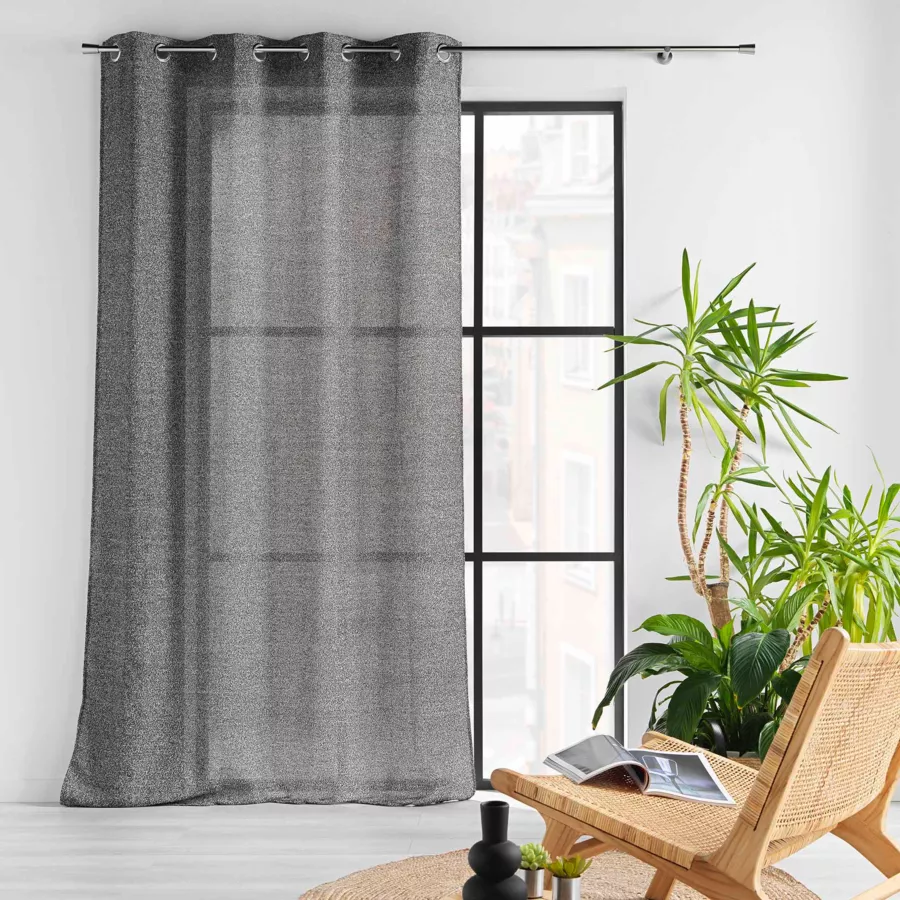 Visillo con ojales efecto lana (140 x 240 cm) Loulaine Negro