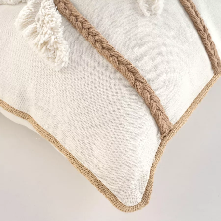 Cojín rectangular de tela de algodón (30 x 50 cm) Sahara Crudo