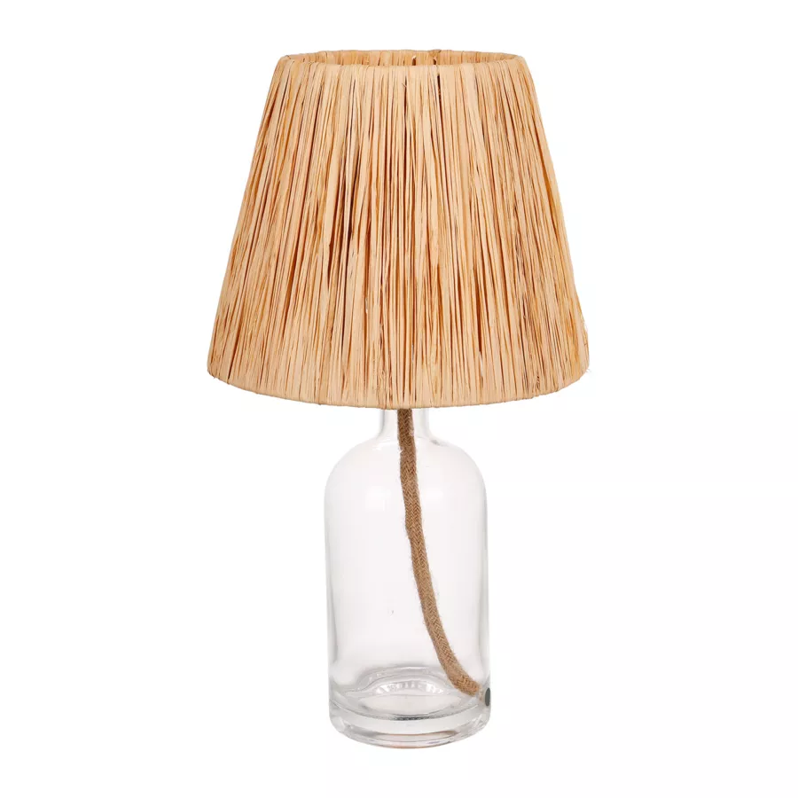 Lámpara de mesa de vidrio y cuerda (H40 cm) Haddock Beige