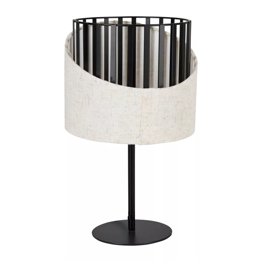 Linnen tafellamp (H33 cm) Alma Zwart en beige