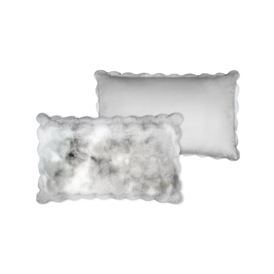 Coussin rectangulaire fausse fourrure (50 x 80 cm) Nebraska Gris perle