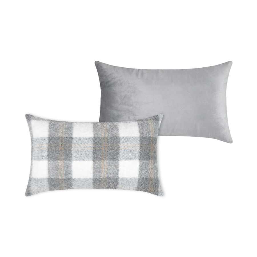 Coussin rectangulaire effet laine (30 x 50 cm) Gresy Gris