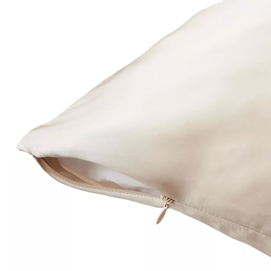 Funda de almohada cuadrada de seda de morera (63 x 63 cm) Mizuki Beige pampa