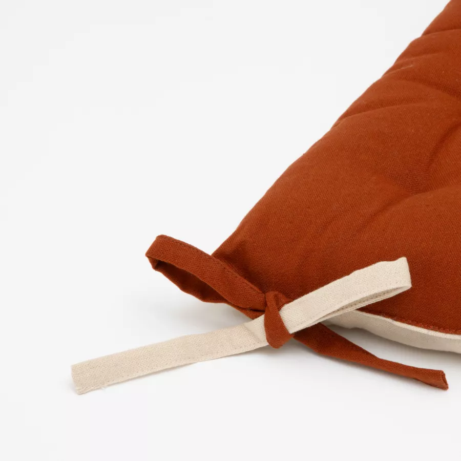 Galette de chaise carrée coton (40 x 40 cm) Pixel Bicolore Terracotta / beige