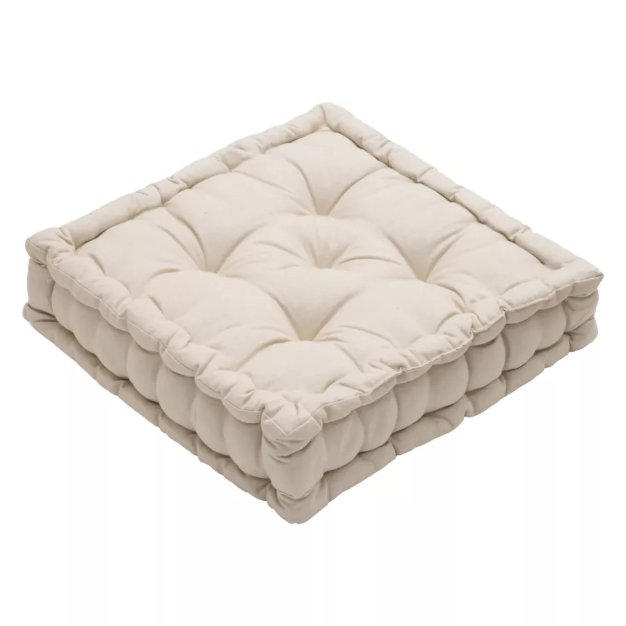 Coussin de sol carré coton (60 x 60 cm) Pixel Bicolore Camel / beige
