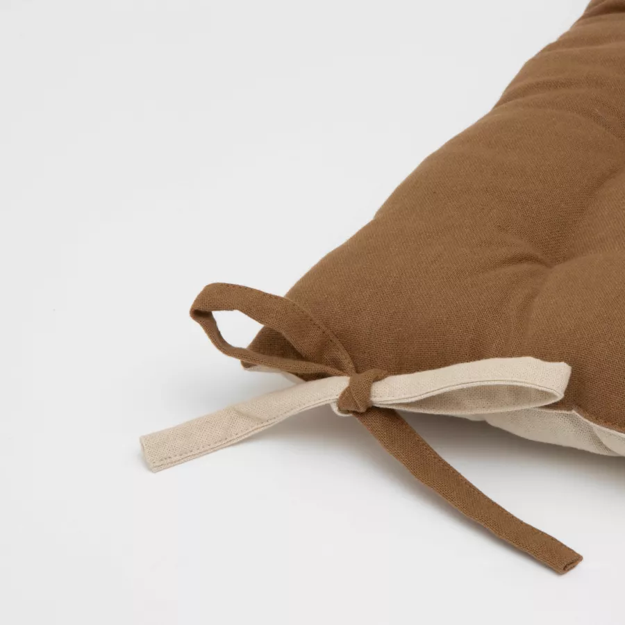 Galette de chaise carrée coton (40 x 40 cm) Pixel Bicolore Camel / beige