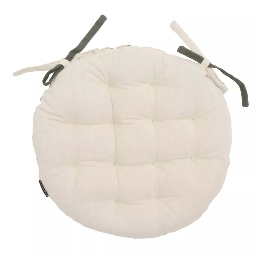 Galette de chaise ronde coton (40 cm) Pixel Bicolore Vert kaki / beige