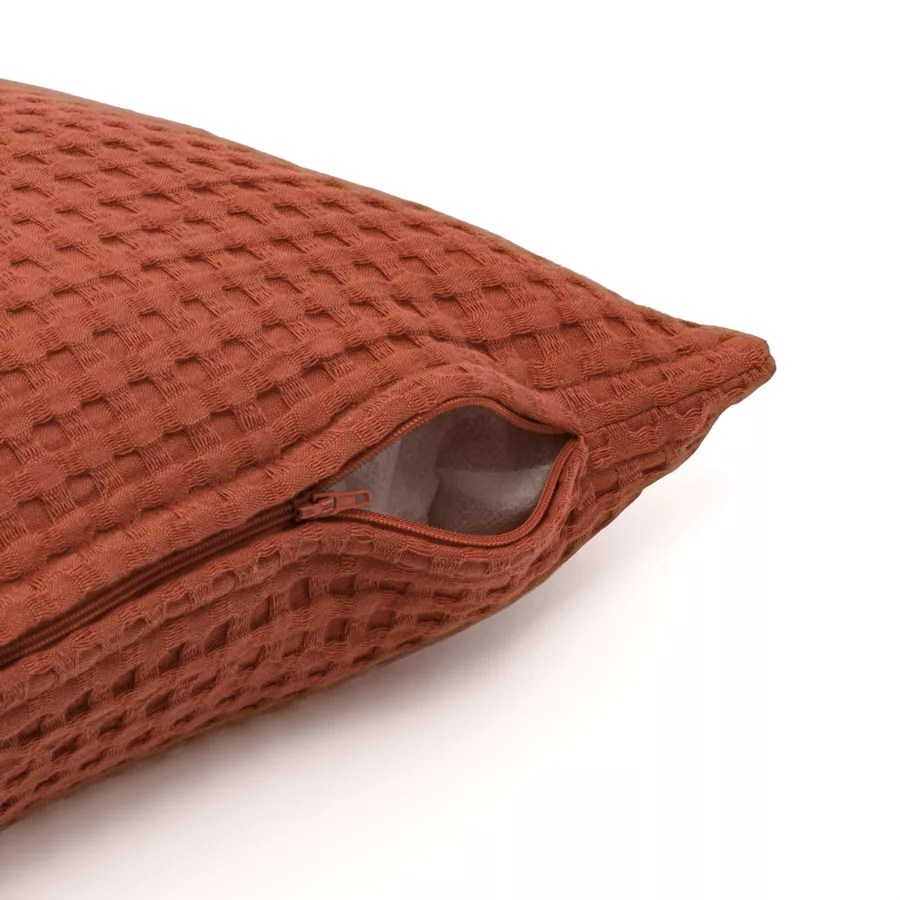 Funda de cojín cuadrado algodón nido de abeja (40 x 40 cm) Maya Terracota