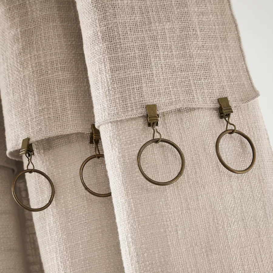 Rideau ajustable + 8 anneaux pince  140 x 270 cm Slub SIXTINE Pampa