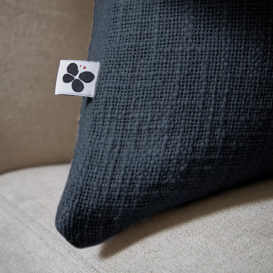 Coussin dŽhoussable 45 x 45 cm Slub SIXTINE Minuit