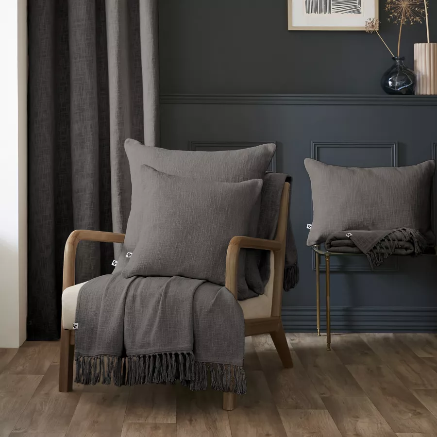 Coussin dŽhoussable 60 x 60 cm Slub SIXTINE Ardoise