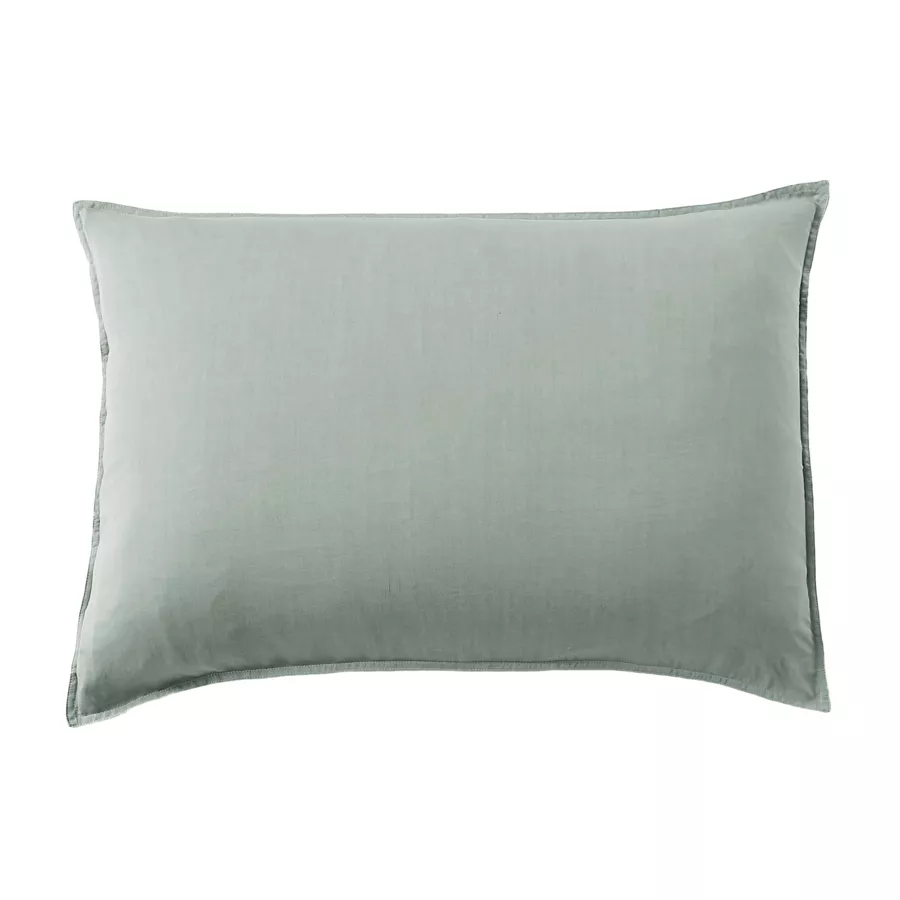 Taie d'oreiller rectangulaire lyocell Tencel™ lavé (50 x 80 cm) Olivia Vert eucalyptus