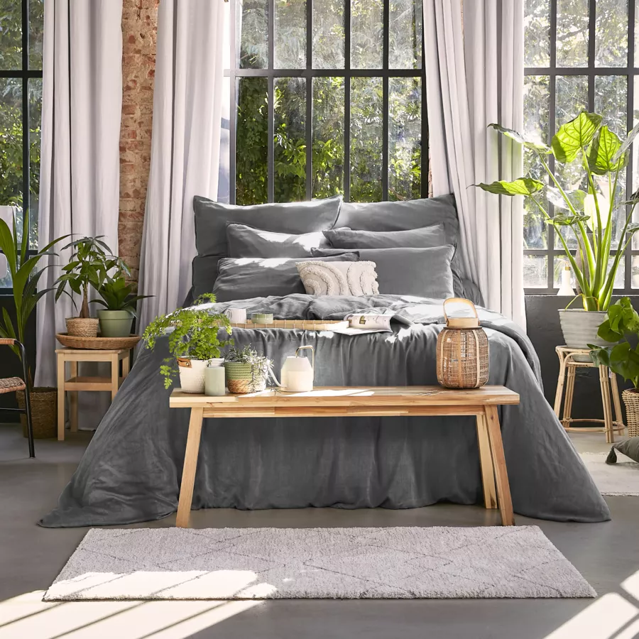Housse de couette lyocell Tencel™ lavé (260 x 240 cm) Olivia Gris granit 