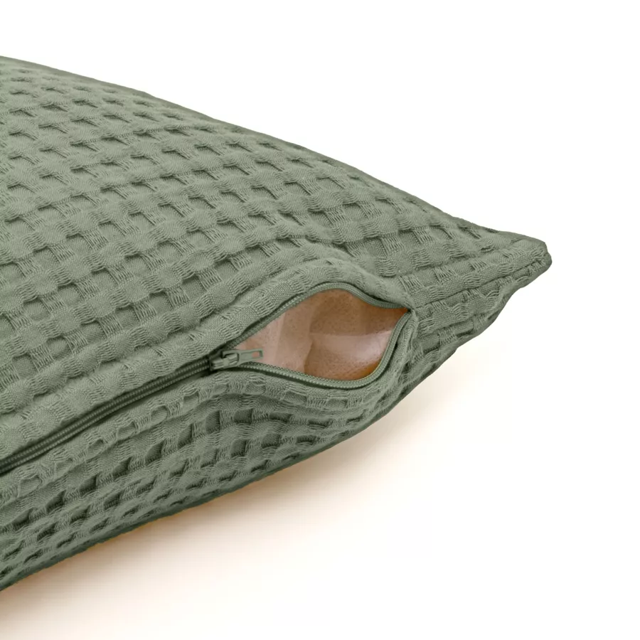 Funda de cojín rectangular algodón nido de abeja (30 x 50 cm) Maya Verde romero