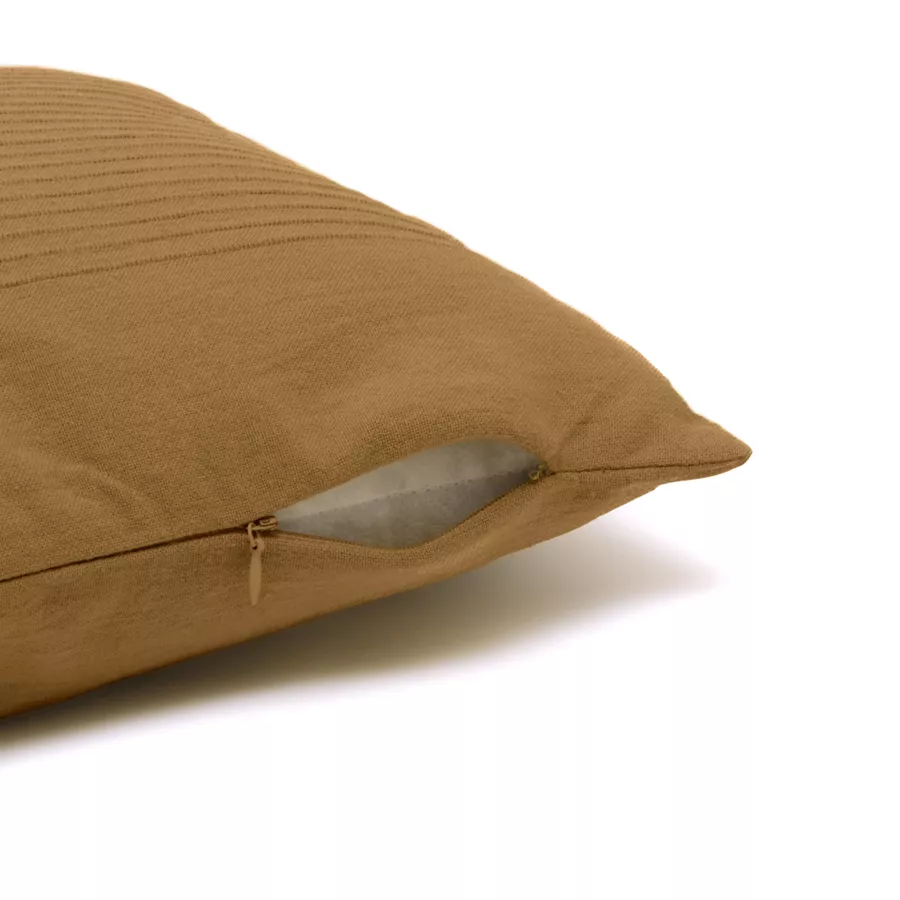 Funda de cojín cuadrado algodón tejido (40 x 40 cm) Léa Camel
