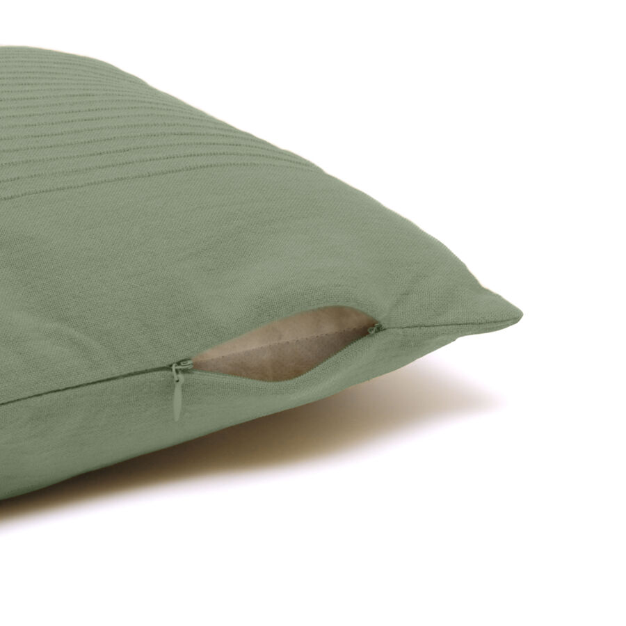 Housse de coussin carrée coton tissé (40 x 40 cm) Léa Vert romarin