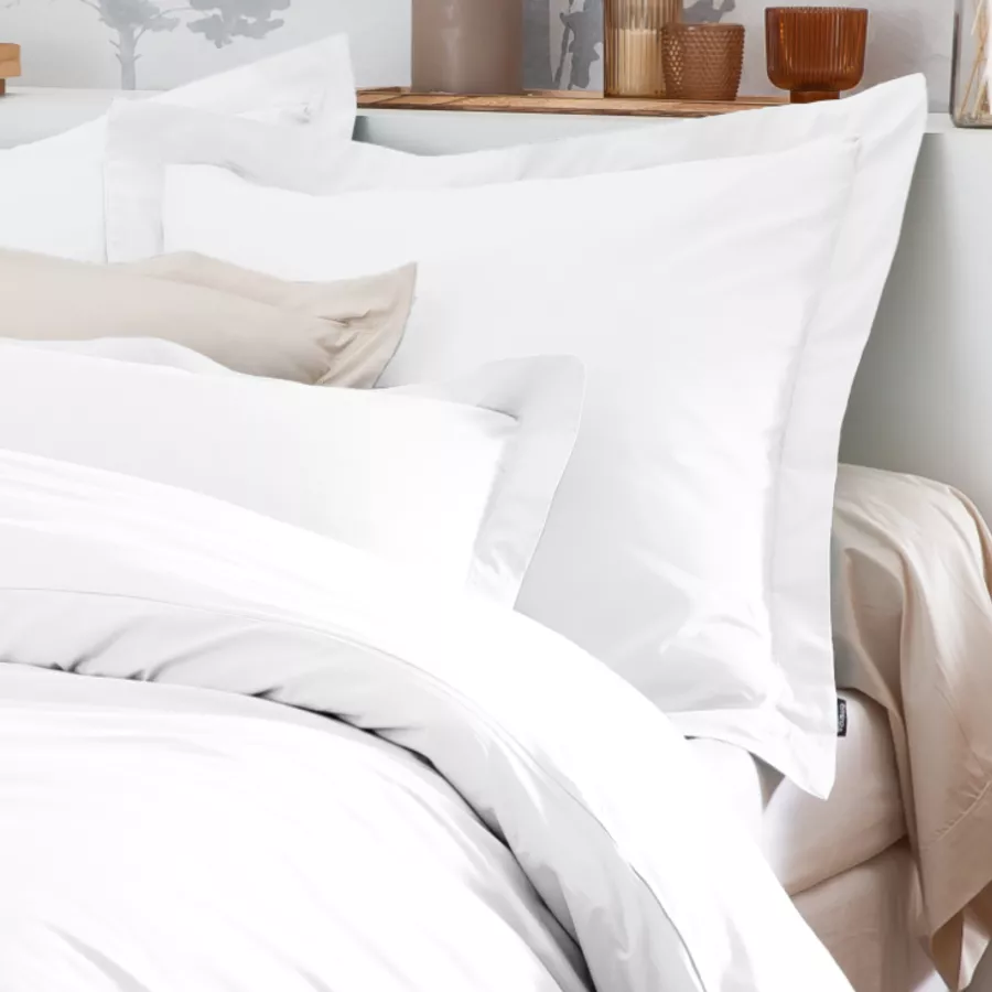 Drap plat percale de coton (270 x 300 cm) Cali Blanc