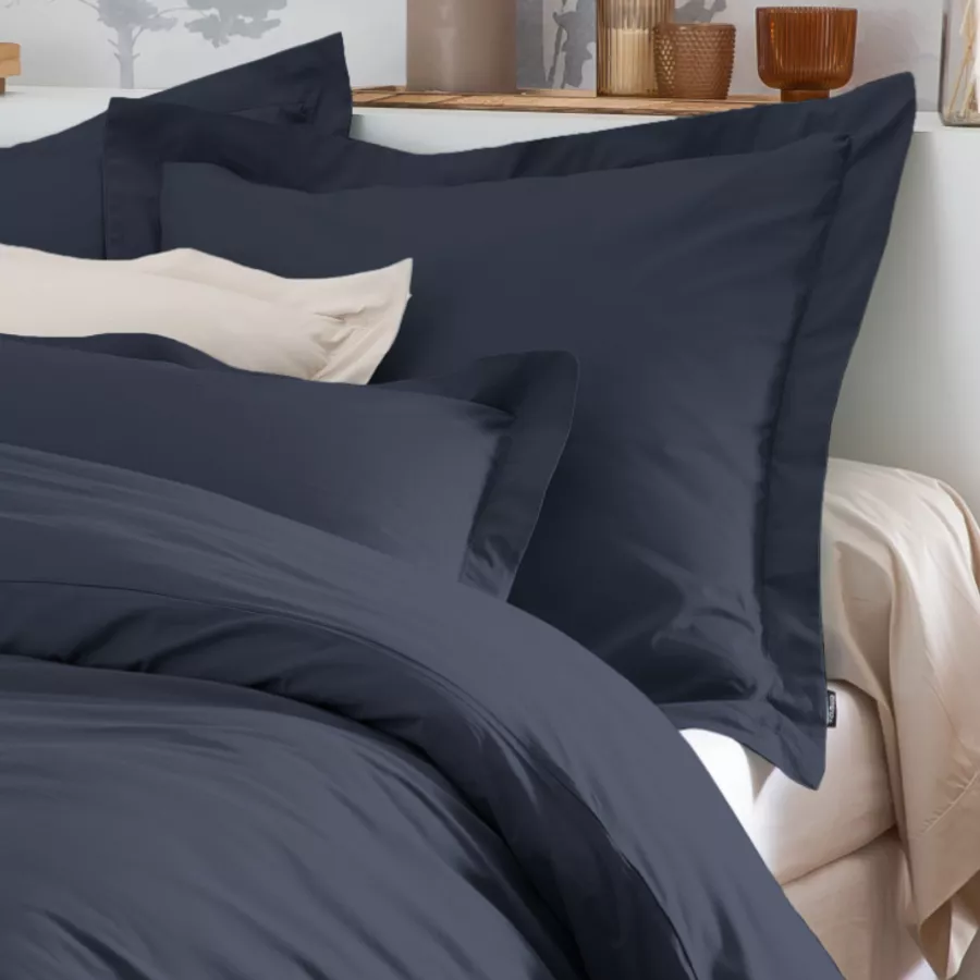 Taie d'oreiller rectangulaire percale de coton (50 x 70 cm) Cali Bleu marine