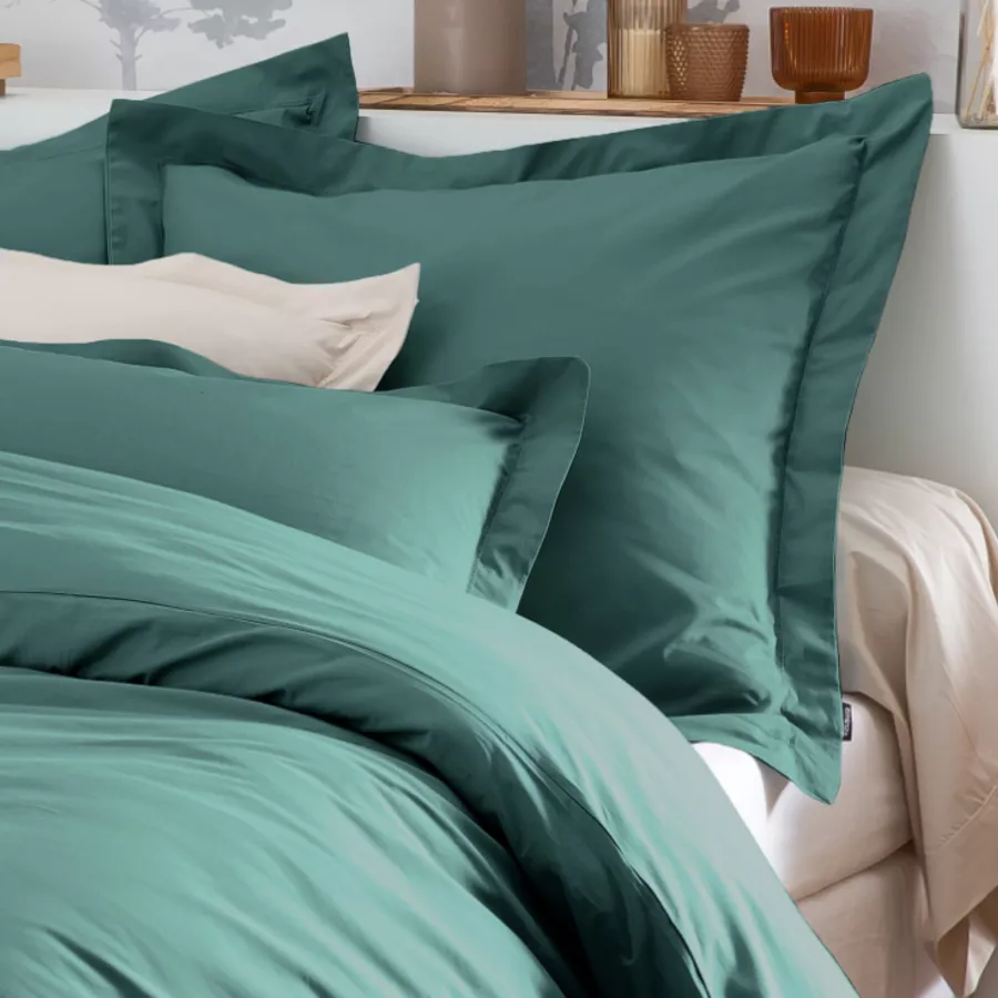 Housse de couette percale de coton (240 x 220 cm) Cali Bleu canard