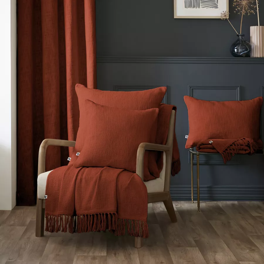 Plaid 180 x 220 cm Slub SIXTINE Terracotta