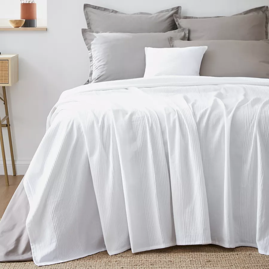 Cubrecama algodón tejido (220 x 250 cm) Léa Blanco