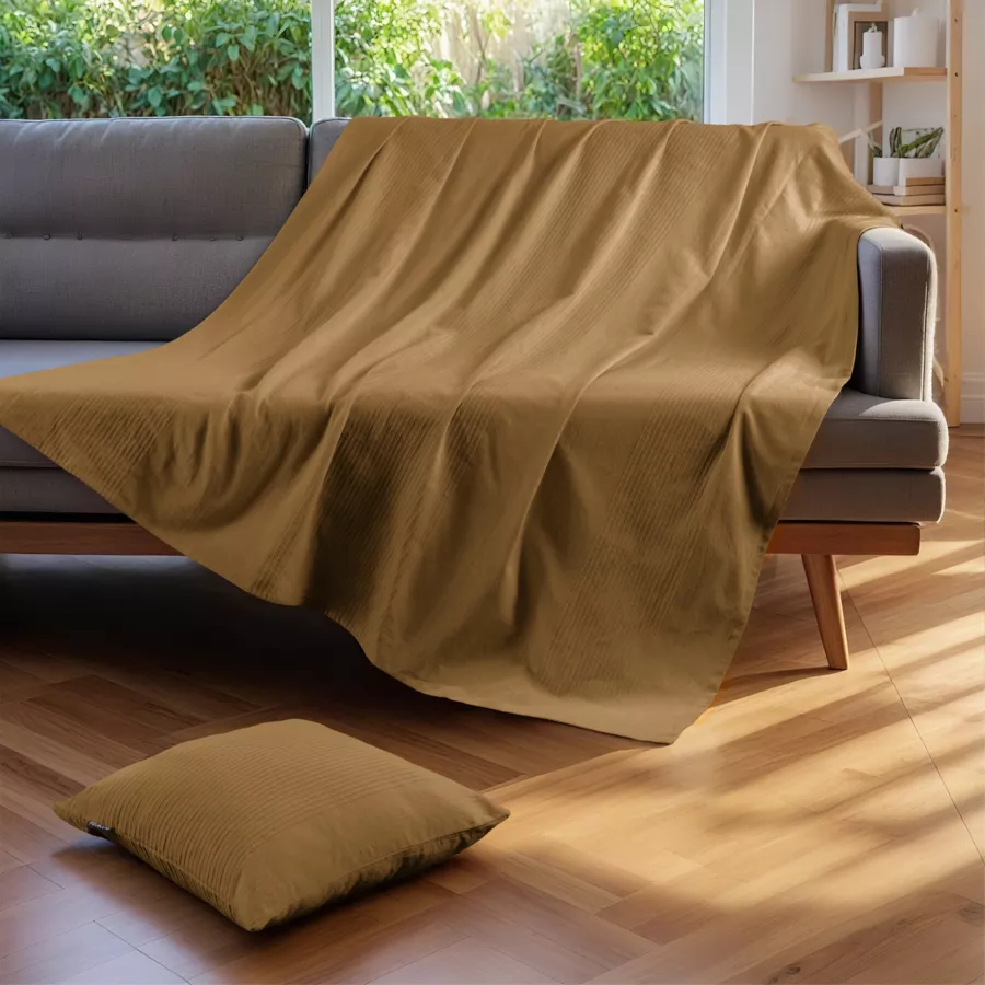 Tagesdecke Baumwolle gewebt (220 x 250 cm) Léa Camel
