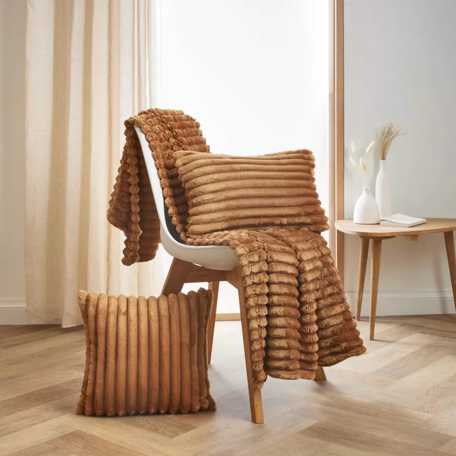Housse de coussin carrée flanelle (40 x 40 cm) Dune Camel